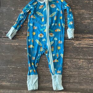 Little Sleepies Aqua Beach Print Footie